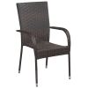 Stackable Patio Chairs 6 pcs Poly Rattan Brown
