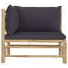 Patio Corner Sofa with Dark Gray Cushions Bamboo