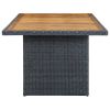 Patio Table Dark Gray Poly Rattan and Solid Acacia Wood