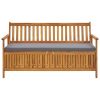 Patio Storage Bench with Cushion 58.3" Solid Acacia Wood