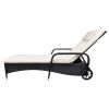 Sun Lounger with Cushion and Pillow Poly Rattan Black
