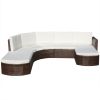 4 Piece Garden lounge set with Cushions Poly Rattan Brown