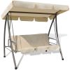 Outdoor Convertible Swing Bench with Canopy Sand White