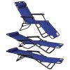 Folding Sun Lounger 2 pcs with Footrests Steel Blue