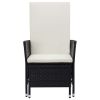 Reclining Patio Chair with Cushions Poly Rattan Black