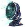 Portable Quiet Clip On Fan With 5 Speeds 3 Brightness 720° Fully Adjustable Angle Type-C Rechargeable Clip Desk Wall Mounted Fan For Camping Office Ho