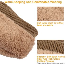 Unisex Knit Beanie Hat with Goggle Chunky Winter Warm Hat Skull Cap 4 Colors (Option: Khaki)