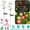 2 Packs Solar LED Chrysanthemum Lights Solar Powered Garden Flower Stake Lamp Waterproof Landscape Decorative Light for Garden Patio Yard
