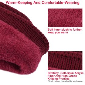 Unisex Knit Beanie Hat with Goggle Chunky Winter Warm Hat Skull Cap 4 Colors (Option: Red)