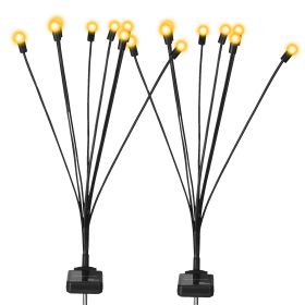 2Pcs Solar Firefly Lights Swaying Decorative Pathway Lamp IP65 Waterproof Landscape Patio Yard Night Light (Option: FireflyLightWarm)