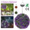 Solar Powered Topiary Ball 20 LED Lights Artificial Rose Flower Garden Hanging Light Ball IPX4 Water-Resistant Decorative Lighting for Home Garden Fen