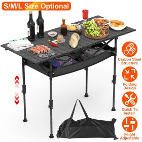 Portable Folding Camping Table With Adjustable Height Hanging Net Rustproof Carbon Steel Foldable Roll-Up Camping Table for Picnic Camping Hiking Beac (Option: 120CM)