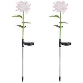 2 Packs Solar LED Chrysanthemum Lights Solar Powered Garden Flower Stake Lamp Waterproof Landscape Decorative Light for Garden Patio Yard (Option: FlowerStakeLightWhite)
