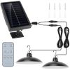 Solar Shed Lights Dual Lighting Heads Dimmable Timing Auto Sensor Turn Off Hanging Lamp IP65 Waterproof Remote Control Pendant Light For Garden Patio