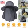 Fishing Bucket Hat Wide Brim Breathable Unisex Hat Sunlight-proof Removable Neck Face Fishing Cap For Fishing Hiking Traveling
