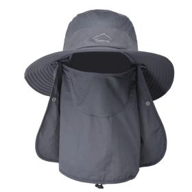Fishing Bucket Hat Wide Brim Breathable Unisex Hat Sunlight-proof Removable Neck Face Fishing Cap For Fishing Hiking Traveling (Option: FishingBucketHatGrey)