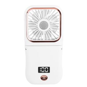 5 In 1 Folding Mini Fan Hands-free Rechargeable Neck Fan Handheld Fan with 3 Speeds Power Bank Phone Holder Neck Strap for Home Office Travel Dormitor (Option: HandheldFanWhite)