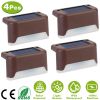 4Pcs Solar Powered LED Step Lights Outdoor IP55 Waterproof Dusk To Dawn Sensor Fence Lamps For Stairs Yard Railing