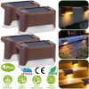 4Pcs Solar Powered LED Step Lights Outdoor IP55 Waterproof Dusk To Dawn Sensor Fence Lamps For Stairs Yard Railing