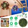 Solar Powered Topiary Ball 20 LED Lights Artificial Rose Flower Garden Hanging Light Ball IPX4 Water-Resistant Decorative Lighting for Home Garden Fen