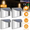 4Pcs Solar Powered Deck Lights Outdoor Decorative Step Fence Lamp Stainless Steel IP55 Waterproof Solar Light For Patio Garden Stair Fence Railing