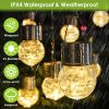 4Pack Solar Decorative Waterproof Garden Lanterns Outdoor Crystal Hanging Ball Lights Crackle Glass Ball Lights for Tree Patio Holiday Party