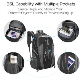 36L Outdoor Backpack Waterproof Daypack Travel Knapsack (Option: Black)