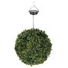 Solar Powered Topiary Ball 20 LED Lights Artificial Rose Flower Garden Hanging Light Ball IPX4 Water-Resistant Decorative Lighting for Home Garden Fen