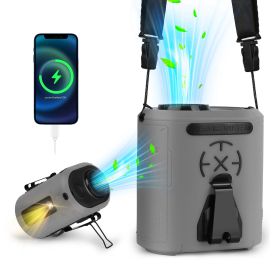 5 In 1 Portable Waist Clip Fan With 5 Speeds Flashlight 10000mAh Battery Operated Personal Wearable Turbo Belt Fan Hands-Free Neck Fan For Camping Tra (Option: ClipFanGrey)