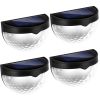 4Pcs Solar Fence Lights Outdoor Dusk To Dawn Sensor Decorative Deck Lamps IP65 Waterproof Wall Mount Gutter Lamps 6 LED Beads Per Light