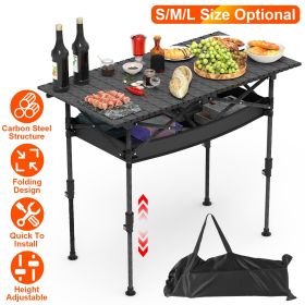Portable Folding Camping Table With Adjustable Height Hanging Net Rustproof Carbon Steel Foldable Roll-Up Camping Table for Picnic Camping Hiking Beac (Option: 95CM)