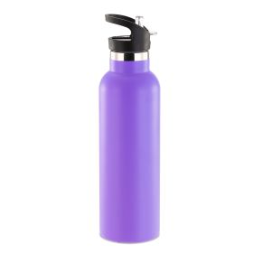 Sports Water Bottle Stainless Steel Vacuum-Insulated Drinking Cup w/ Straws Outdoor Cycling Hiking (Option: StillWaterBottle500mlPPL)