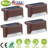 4Pcs Solar Powered LED Step Lights Outdoor IP55 Waterproof Dusk To Dawn Sensor Fence Lamps For Stairs Yard Railing