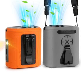 5 In 1 Portable Waist Clip Fan With 5 Speeds Flashlight 10000mAh Battery Operated Personal Wearable Turbo Belt Fan Hands-Free Neck Fan For Camping Tra (Option: ClipFanOrange)