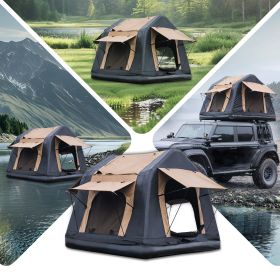 New Design 4x4 Offroad Car Roof Top Tent Amphibious Inflatable Tent With Ladder For Camping( With Ladder, Two Tone Style, Khaki & Black) (Color: Khaki)
