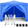 10'x10' EZ Pop Up Canopy Outdoor Portable Party Folding Tent with Removable Sidewalls + Carry Bag + 4pcs Weight Bag