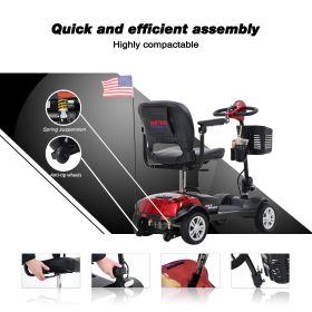 MAX SPORT RED 4 Wheels Outdoor Compact Mobility Scooter with 2pcs*12AH Lead acid Battery (Color: as Pic)