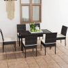 7 Piece Patio Dining Set Poly Rattan Black