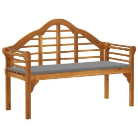 Patio Queen Bench with Cushion 53.1" Solid Acacia Wood (Color: Brown)