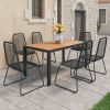 7 Piece Patio Dining Set PVC Rattan Black and Brown