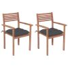 Patio Chairs 2 pcs with Anthracite Cushions Solid Teak Wood