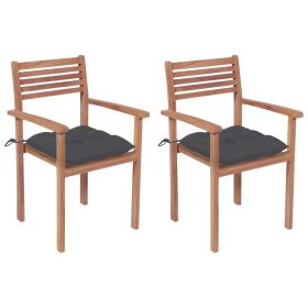 Patio Chairs 2 pcs with Anthracite Cushions Solid Teak Wood (SKU: 3062277)