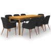 9 Piece Patio Dining Set Black