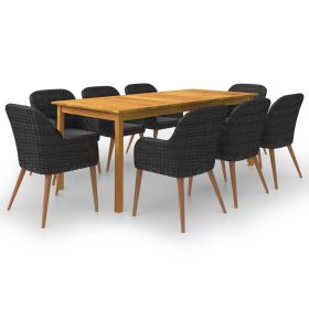 9 Piece Patio Dining Set Black (Color: Black)