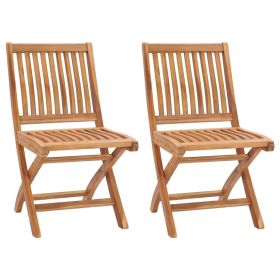 Folding Patio Chairs 2 pcs Solid Teak Wood (SKU: 315105)