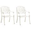 Patio Chairs 2 pcs Cast Aluminum White