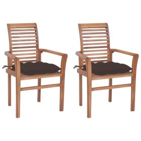 Dining Chairs 2 pcs with Taupe Cushions Solid Teak Wood (SKU: 3062618)