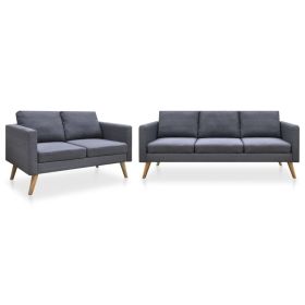 Sofa Set 2-Seater and 3-Seater Dark Gray Fabric (Color: Grey)