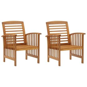 Patio Chairs 2 pcs Solid Acacia Wood (Color: Brown)