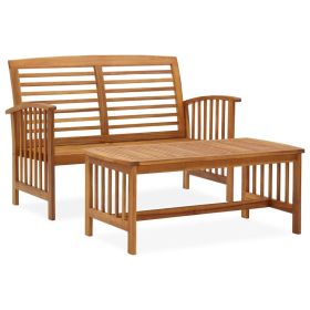 2 Piece Patio Lounge Set Solid Acacia Wood (Color: Brown)